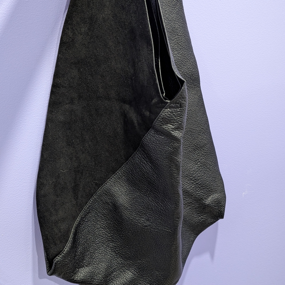 Express Black Leather & Suede Hobo Bag